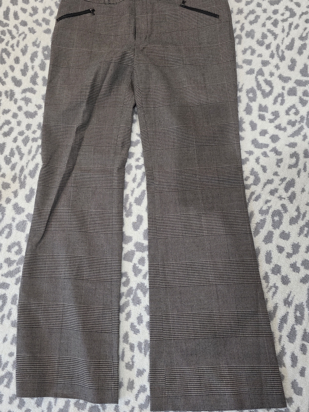 Adrianna Papell Gray Plaid Boot-Cut Dress Pants